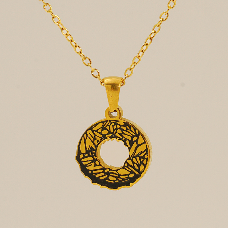 1 piece classic letter titanium steel  gold plated unisex pendant necklaces 